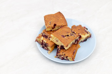 Homemade Cherry Pie Slices Served On The Plate