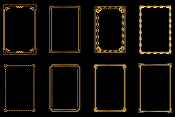 Golden vintage frames. Vintage cover for invitations, greetings, weddings, gift cards, certificate, diploma, voucher. Vintage Page Design