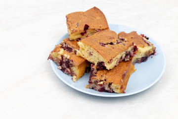 Homemade Cherry Pie Slices Served On The Plate