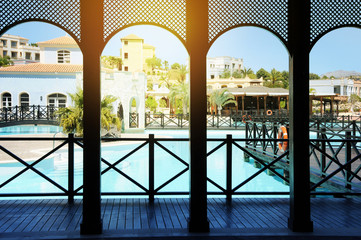 Tropical swimming pool. Spain. Alicante