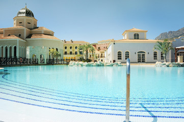 Tropical swimming pool. Spain. Alicante