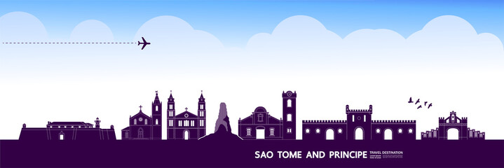 Sao Tome and Principe travel destination grand vector illustration. 