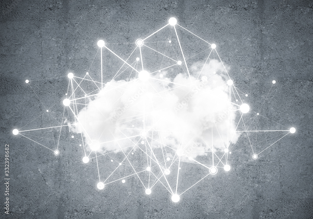 Wall mural wireless technologies for connection and sharing data as abstract concept