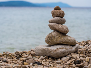Zen stones by the sea