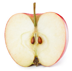 Fresh red apple fruit. Apple half isolated on white background. Red apple Clipping Path.