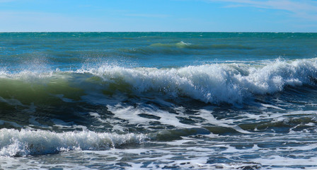 Splashing wave of stormy sea.