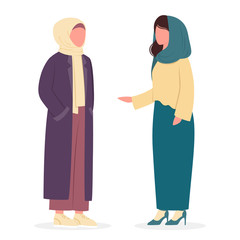 Muslim woman talk to each other. Arabian business woman