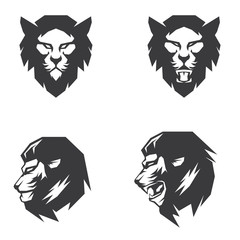 Lion Head Flat Logo design 