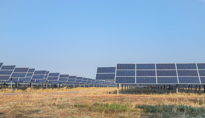 polycrystalline silicon solar cells or photovoltaics cell in solar plant station convert light energy from the sun into electricity alternative renewable energy efficiency from the sun