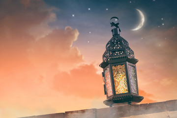 Arabic lantern with burning candle © Konstantin Yuganov
