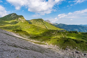 Fototapeta premium Hiking and climbing in the beautiful Tannheim valley