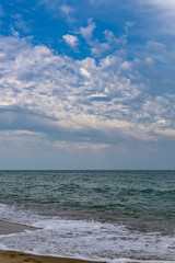 Relaxing seascape with wide horizon of the sky and the sea