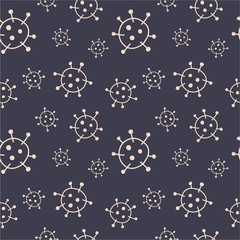 Viral bacteria infection. Coronavirus epidemic pattern. Vector coronavirus logo of COVID-19 seamless repeating pattern background. Illustration virus coronavirus 2019-nCoV on grey background.