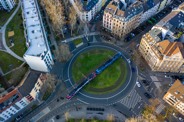 aerial view from roundabout in Cologne city, Germany