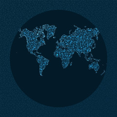 Internet and global connections map. Van Der Grinten projection. World Network. Awesome connections map. Vector illustration.