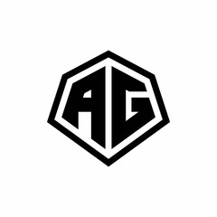AG monogram logo with hexagon shape and line rounded style design template
