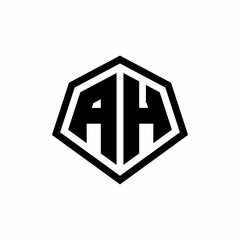 AH monogram logo with hexagon shape and line rounded style design template