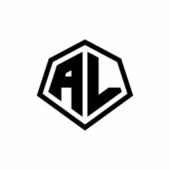 AL monogram logo with hexagon shape and line rounded style design template