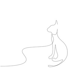 Cat animal one line drawing vector illustration