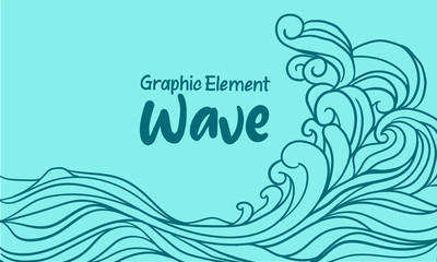 outline wave with sun background Japan style