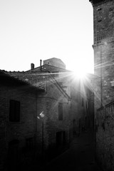 Fototapeta na wymiar Sunset in downtown San Gimignano Tuscany