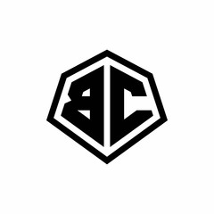 BC monogram logo with hexagon shape and line rounded style design template