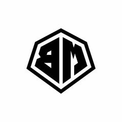 BM monogram logo with hexagon shape and line rounded style design template