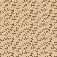 Vector seamless pattern with leaves. Endless texture in beige tones. Modern print. Beautiful ornament for wrapping paper, gift wrapping, textiles, Wallpaper, and diary covers.