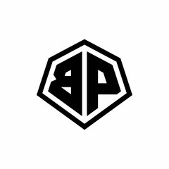 BP monogram logo with hexagon shape and line rounded style design template