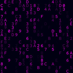 Abstract Matrix background. Magenta sparse hexadecimal background. Small sized seamless pattern. Attractive vector illustration.