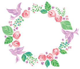 花　小鳥　フレーム