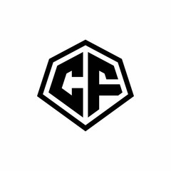 CF monogram logo with hexagon shape and line rounded style design template