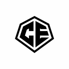 CE monogram logo with hexagon shape and line rounded style design template