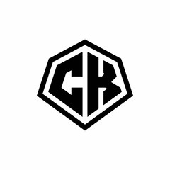 Obraz premium CK monogram logo with hexagon shape and line rounded style design template