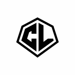 CL monogram logo with hexagon shape and line rounded style design template