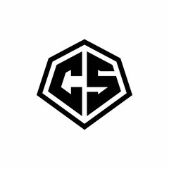 CS monogram logo with hexagon shape and line rounded style design template