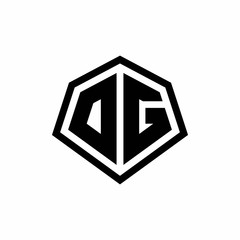 DG monogram logo with hexagon shape and line rounded style design template