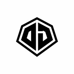 DJ monogram logo with hexagon shape and line rounded style design template