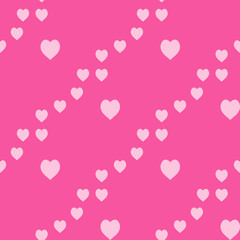 Seamless pattern with exquisite romantic light pink hearts on bright pink background for plaid, fabric, textile, clothes, tablecloth and other things. Vector image.