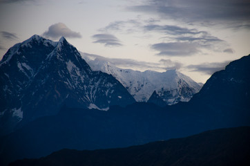 Fototapeta na wymiar Himalayas mountains and sunrise Nepal