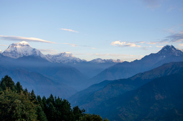 Himalayas mountains and sunrise Nepal