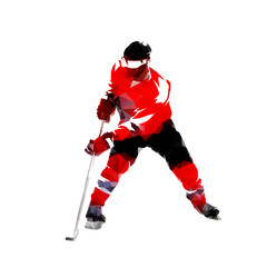 Fototapeta na wymiar Ice hockey player, isolated low polygonal vector illustration
