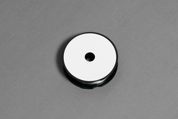 Fishing Line Mock-up with blank label on gray background.High resolution photo.Top view.