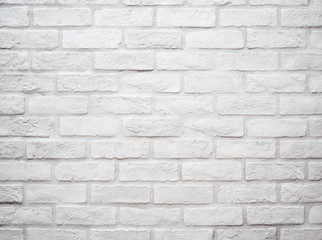 Flat stacked white brick wall. Background and Texture