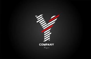 black white red Y alphabet letter logo design icon for company and business