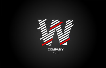 black white red W alphabet letter logo design icon for company and business