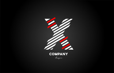 Obraz premium black white red X alphabet letter logo design icon for company and business
