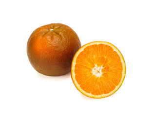 Fresh extra sweet Chocolate oranges, close-up on white background