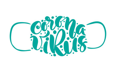 Coronavirus lettering vector text in form of face mask on background. Surgical procedure mask. For doctors, nurses and people. Covid-19 outbreak. Health care and personal hygiene product