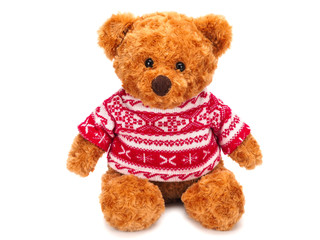 Toy teddy bear isolated on white background